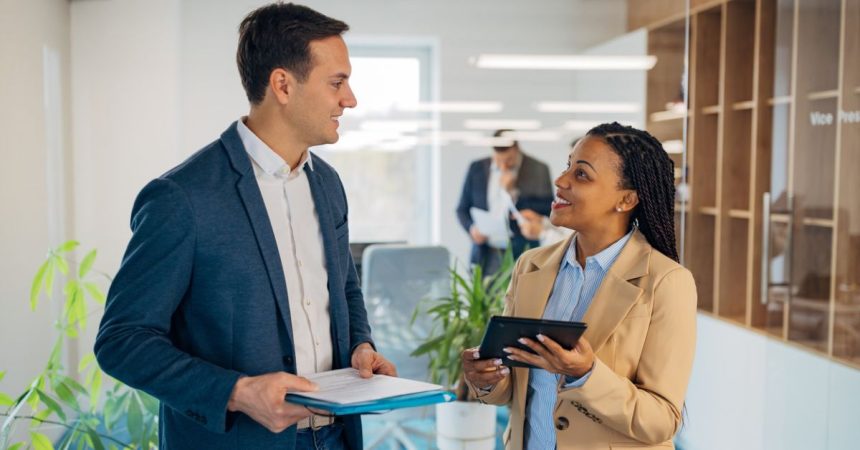 smiling business associates