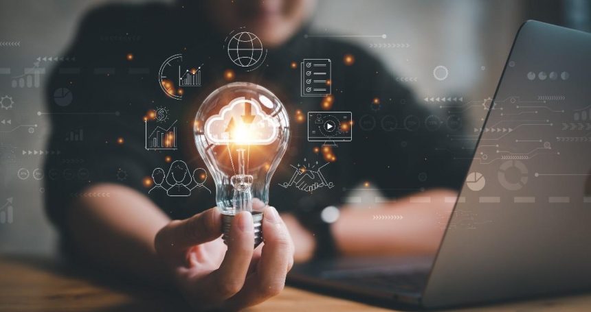 woman Hand holding Light bulb Global Internet connection. Business global internet connection applic