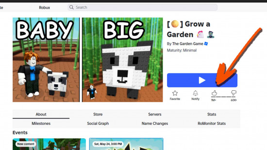 Grafika koja prikazuje kako se svidjeti Garden A Garden Game na Robloxu kako bi potaknula nove Garden A kodove.