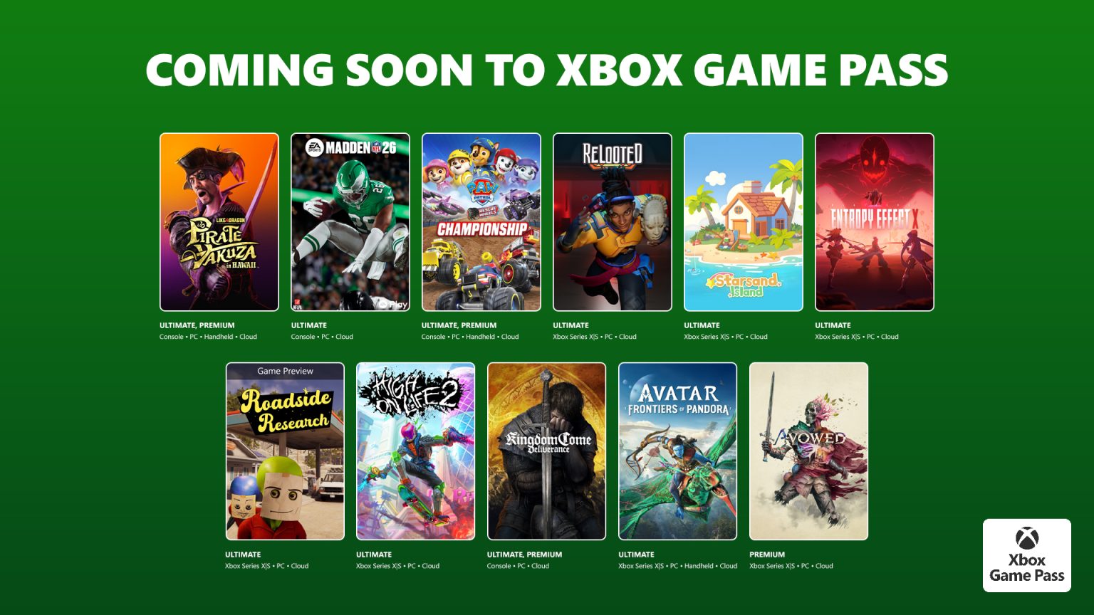 Dolazi na Xbox Game Pass: High On Life 2, Madden NFL 26, Avatar: Frontiers of Pandora i više