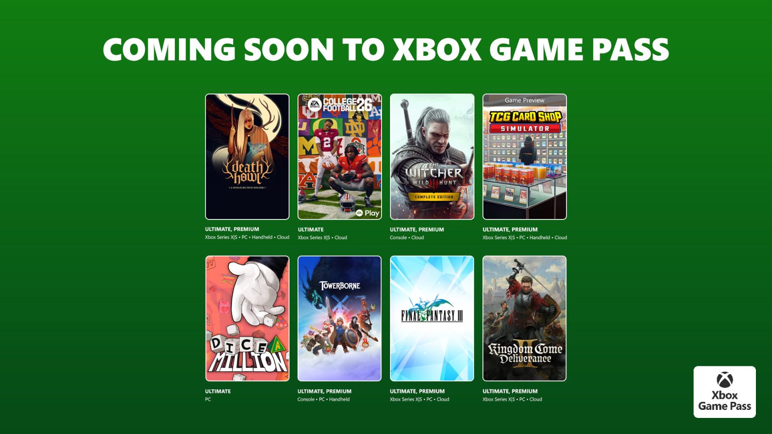 New Additions to Xbox Game Pass: Kingdom Come Deliverance II, The Witcher 3: Wild Hunt, EA Sports College Football 26, and More!
