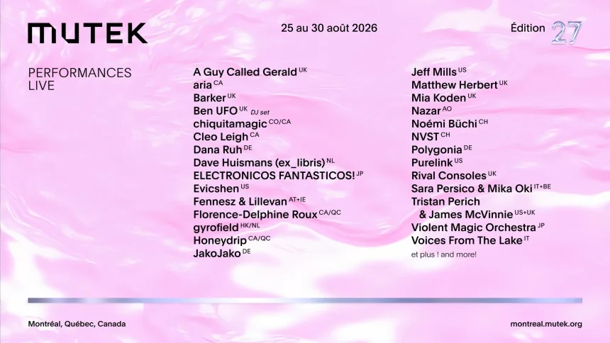 MUTEK Montréal Unveils First Artists for 2026 Edition