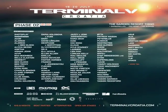 Terminal V reveals second phase lineup for its 2026 Tisno festival, featuring Len Faki, SPFDJ and Interplanetary Criminal.