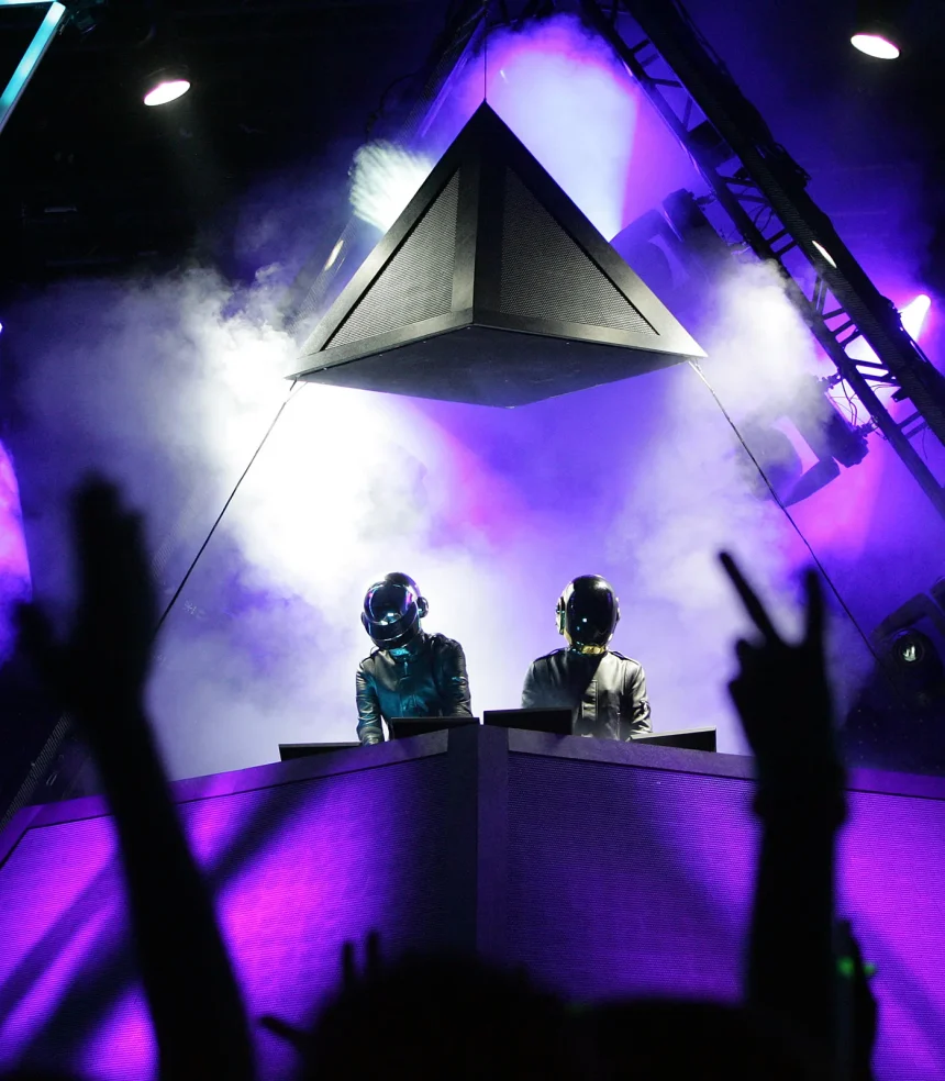 French duo Daft Punk performs at Coachella Valley Music and Arts Festival