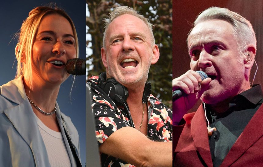 Lucy Spraggan Fatboy Slim and Martin Rossiter of Gene. CREDIT Harry Herd Redferns Jim Dyson Redfern
