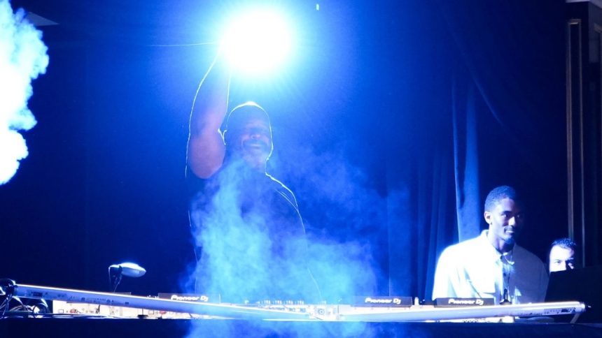Shaquille ONeil left known as DJ Diesel performing at the PM Lounge on Thursday Nov. 13 2025 accompa