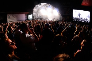 BARCELONA JUN 14 Audience from a concert at Sonar Festival on June 14 2014 in Barcelona Spain520 300